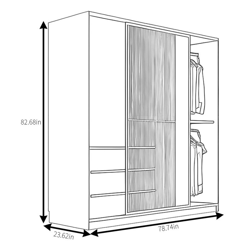 Garde-robe de luxe léger, H 82,68 po x l 78,74 po x P 23,62 po