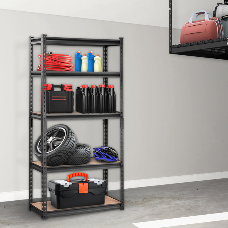 Étagère de rangement réglable à 5 niveaux en métal noir capacité de 2000 lb pour le garage de cuisine L 30 po x l 12 po H 60 po