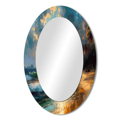 Green And Blue Coastal Escapes - Green Oval Wall Mirror Decor