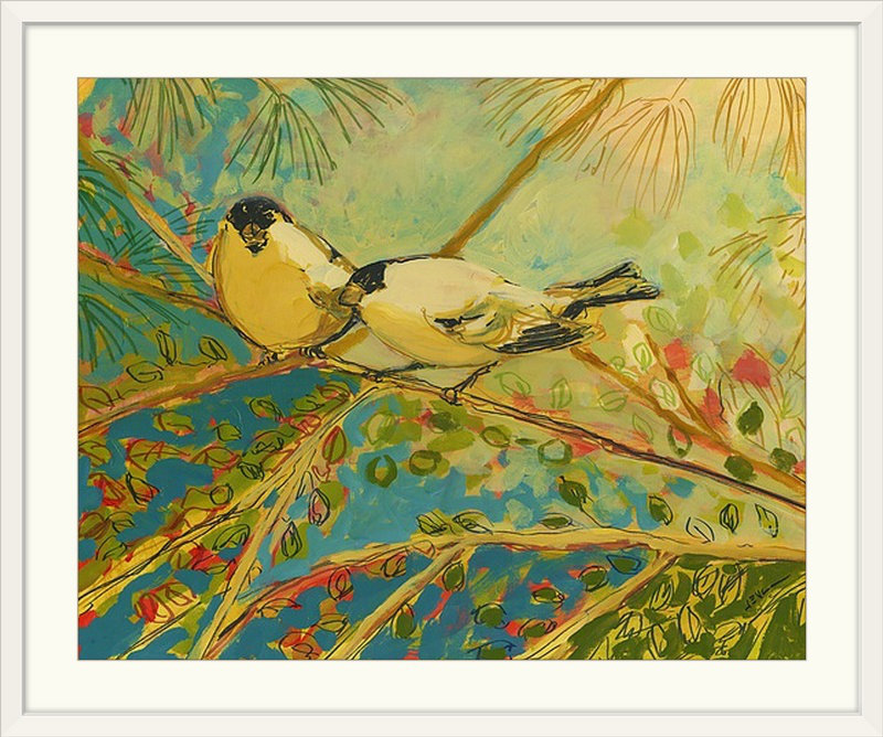 «Nolani Two Goldfinch Found» - reproduction d'art, H 16 po x l 20 po x 1,5 po, Toile