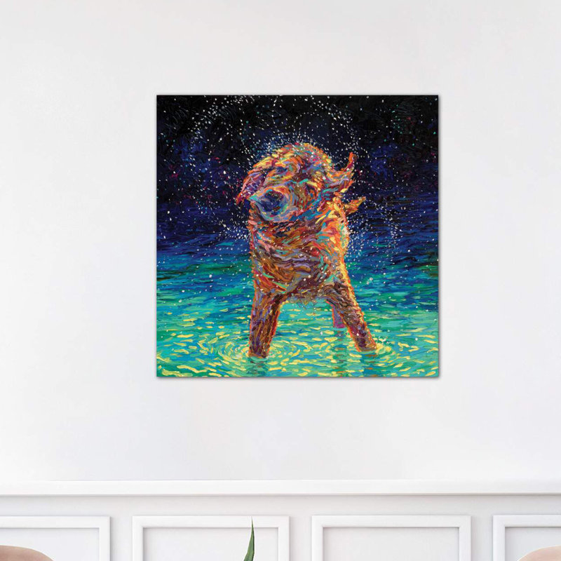 " Moonlight Swim ", Wrapped Canvas, 12" H x 12" W x 1.5" D