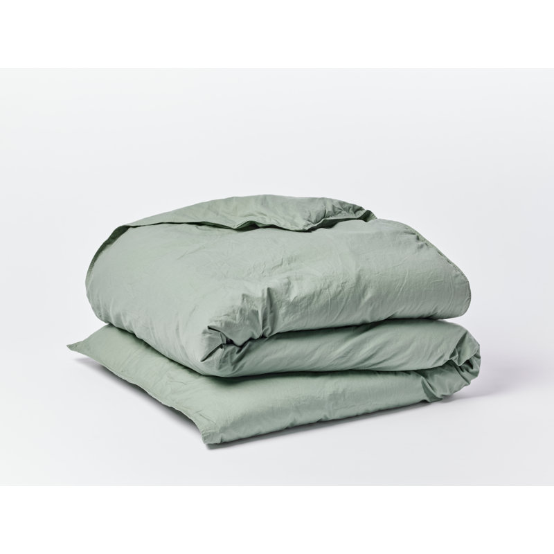 Housse de couette en percale organique froissé, Housse de couette pour lit très grand / très gra, Sauge