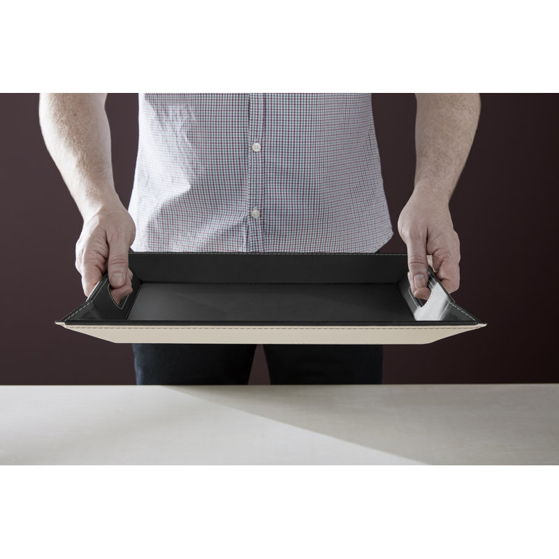 Plateau de service et napperon convertible 2-en-1 Freeform, plateau en similicuir de qualité supérieure - plateau repose-pieds, plateau de canapé et plateau pour genoux avec poignées, plateau réversible - champagne et bronze, 4 pièces