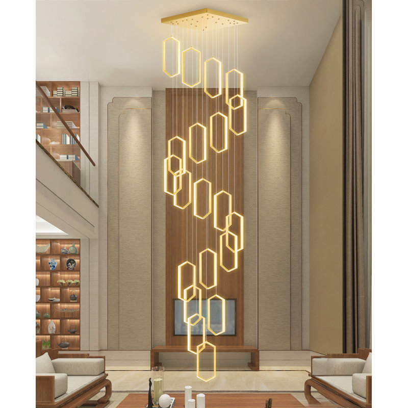 Lustre moderne 20 lumières DEL à intensité variable doré, Gold