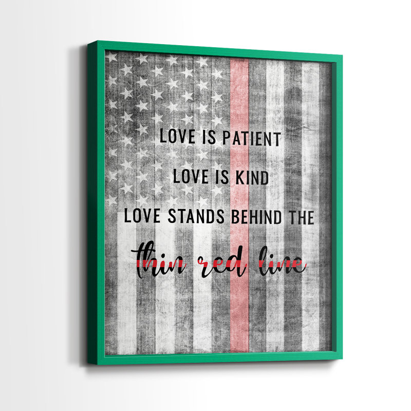 Thin Red Line, reproduction encadrée - bois massif, Vert, H 11 po x l 9 po