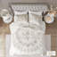 Ensemble de housse de couette pour lit double / grand 3 pièces avec housse de couette en chenille de coton touffetée avec motif médaillon et taies décoratives assorties