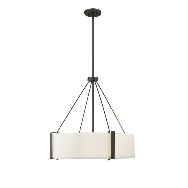 Millennium Lighting Telfar 3 Light Pendant Light with White Fabric Shade, Matte Black