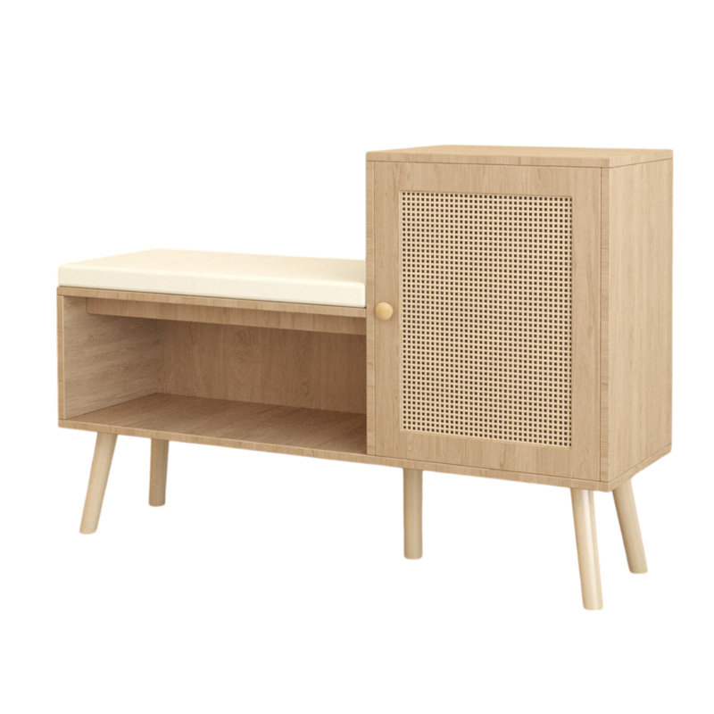 Shoe Cabinet With Upholstered Bench,Narrow Shoe Storage Cabinet,Shoe Rack