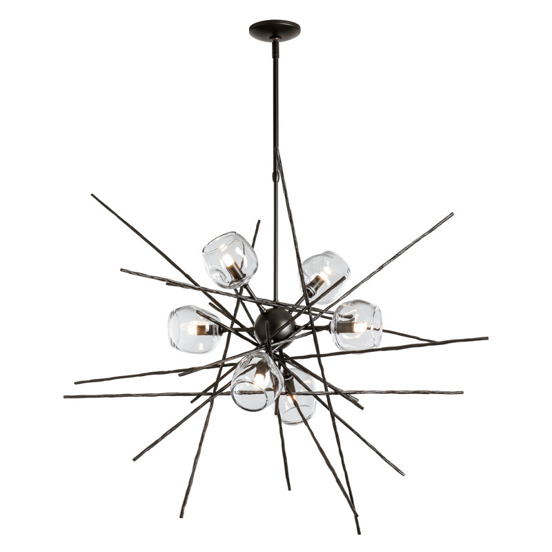 Griffin 6 - Light Chandelier, 56.6" H x 39.2" W x 38.8" D, Oil Rubbed Bronze, Thumbprint Clear Glass