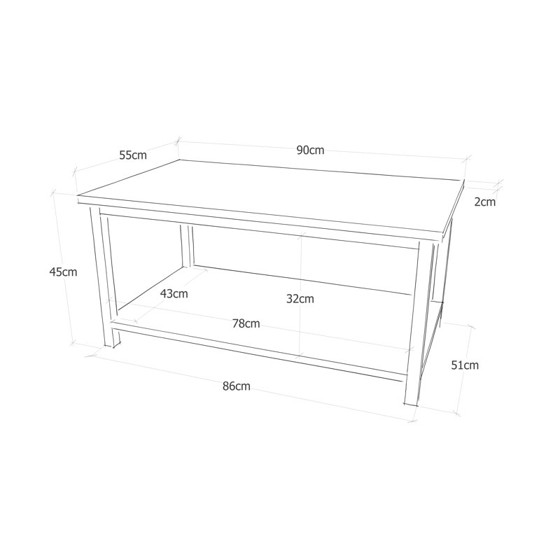 Janda Frame Coffee Table with Storage, Light Brown