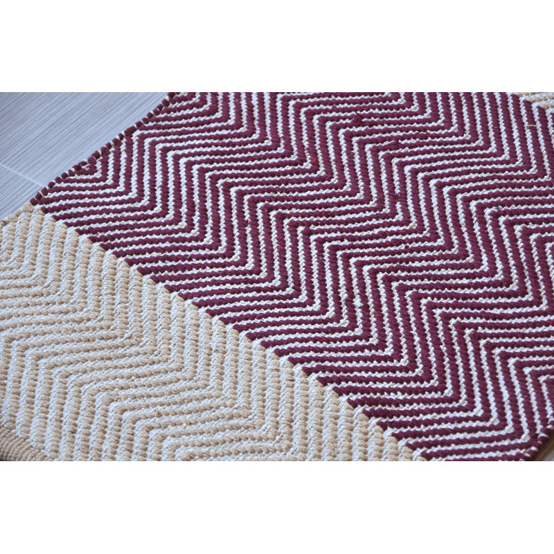 Lyndhur Chevron Indoor Doormat, Burgundy