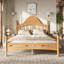 Lit plateforme double avec tête de lit chic, cadre de lit en bois massif avec support à lattes, aucun sommier tapissier requis-1591954637-1591954632