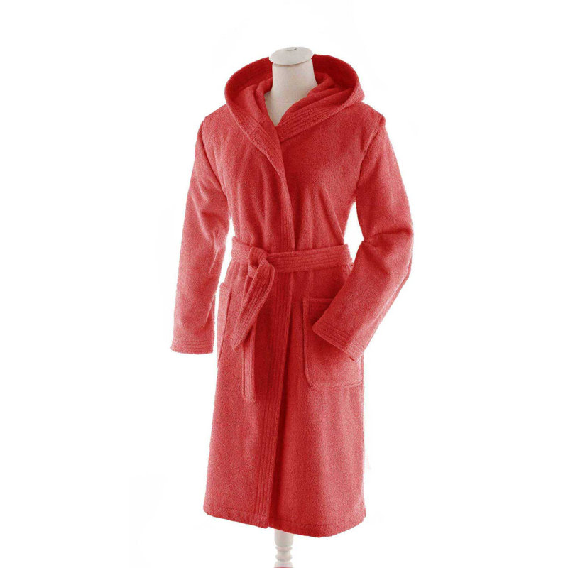 Eichhorn Cotton Gender Neutral Mid-Calf Bathrobe with Pockets and Hood, Turquoise, Large