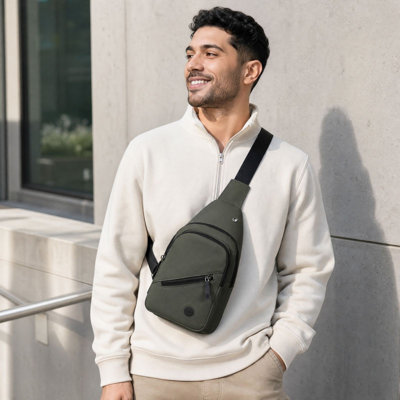 P VC Tissue B ox Multi Pocket Sling Crossbody Bag Casual Chest Shoulder Bag For Daily Commute Outdoor Travel Hiking Shopping