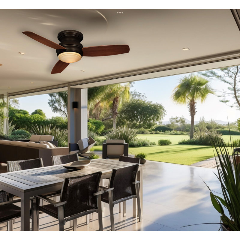 44" Concept II 3 - Blade Outdoor LED Propeller Ceiling Fan with Wall Control and Light Kit Included, Oil Rubbed Bronze