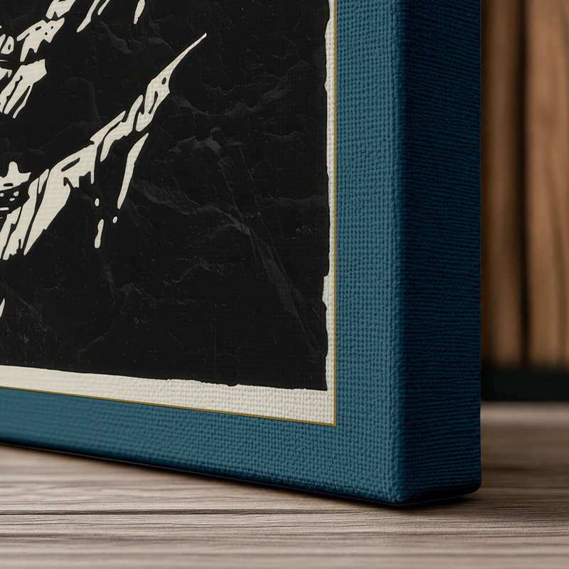 Lighthouse at Night Coastal - Wrapped Canvas, 18x12 - 45.7 x 30.5 cm, Teal Border