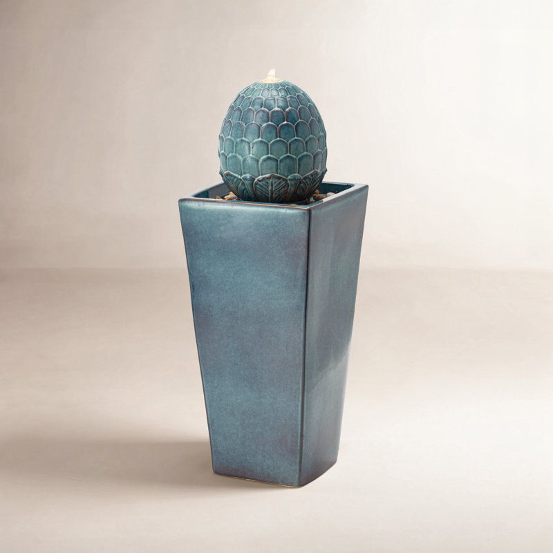 Fontaine surdimensionnée en céramique avec piédestal Ferrigno, Turquoise