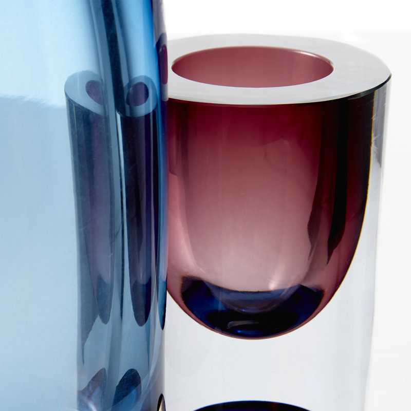 Majeure Glass Table Vase, Purple/Blue, 8.75" H x 3.25" W x 3.25" D