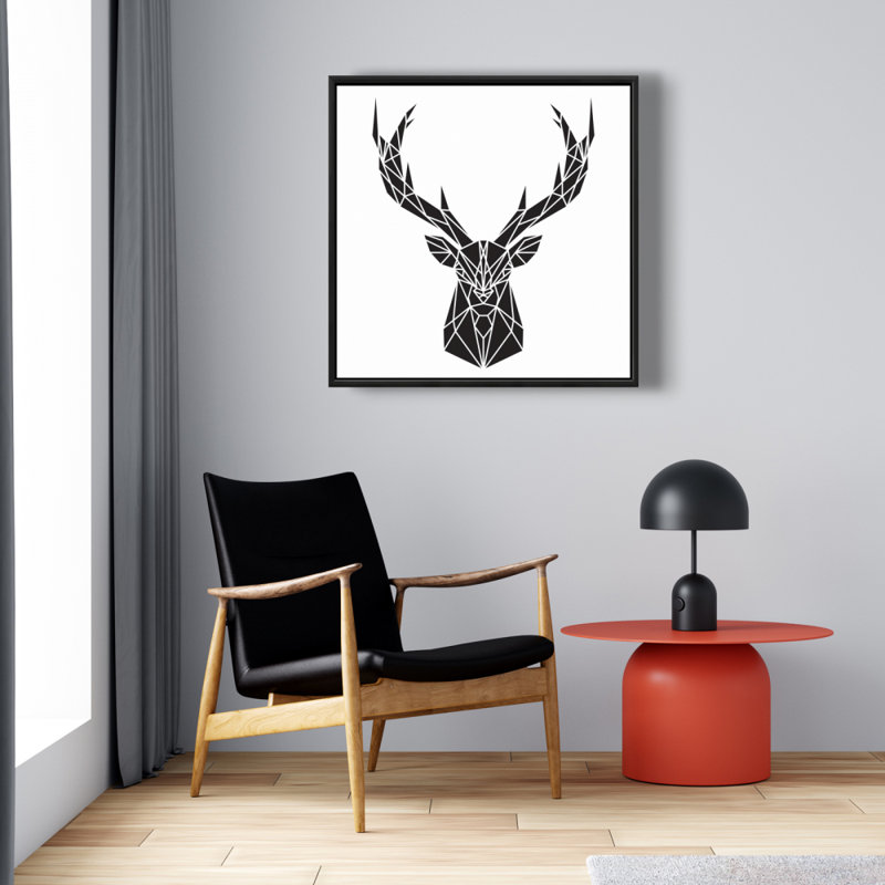 Geometric Deer Head Canvas | Industrial Framed Home Decor