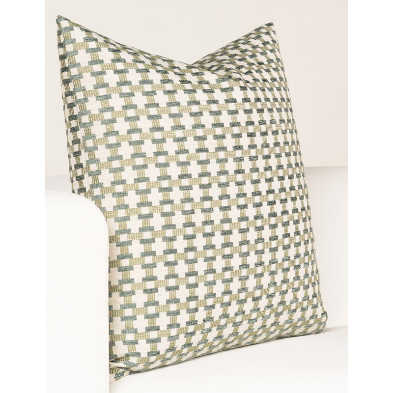Birch Lane Stride Throw Pillow Throw, Green Geometric, Feather, Square 20"