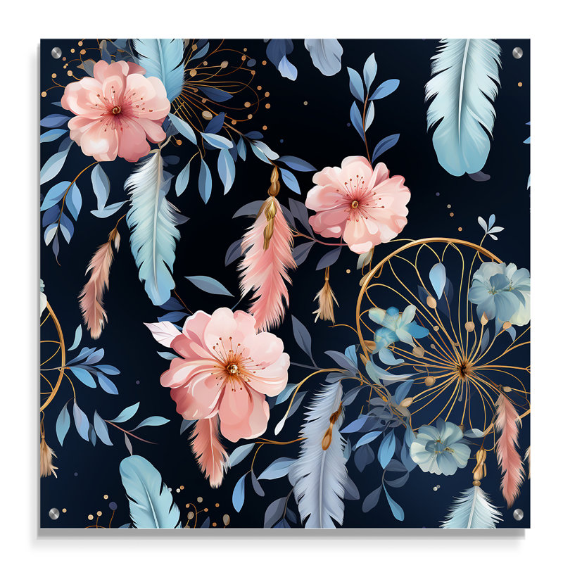 Tizian - Art mural acrylique floral, H 30 po x l 30 po