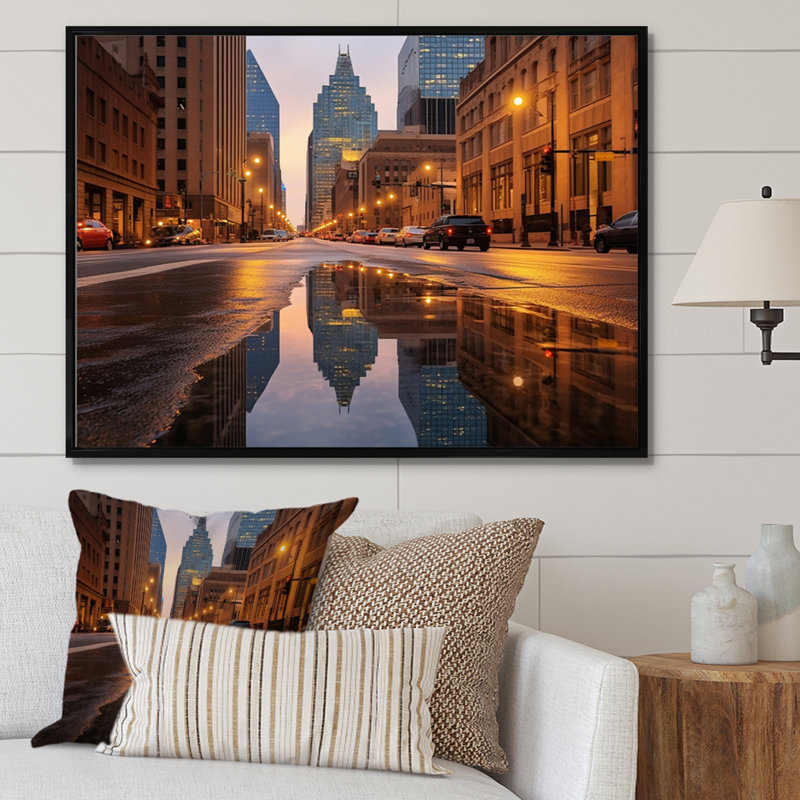 Dallas Perspectives II, reproduction d'art sur toile, H 16 po x l 32 po x P 1 po, Cadre flottant noir