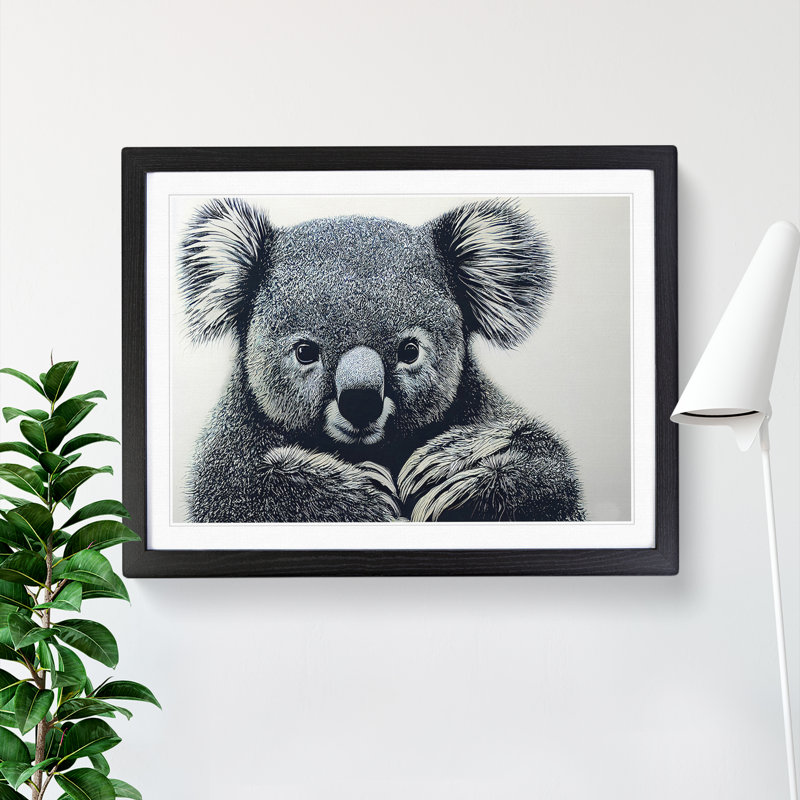 Great Koala Bear - Single Picture Frame Painting, 46cm H x 64cm W x 2cm D, Black