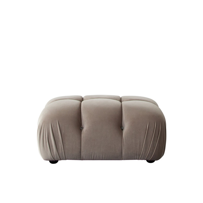 Paloma Rectangle Ottoman In Mink Tan Velvet, Tan 100% Polyester