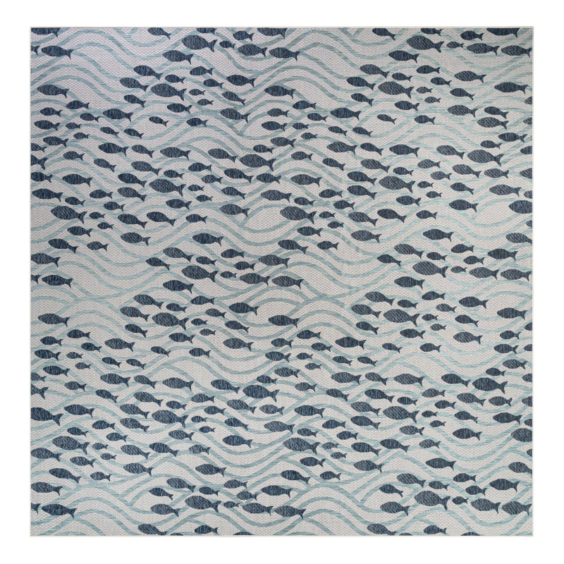 Outdoor Coastal Indoor/Outdoor Area Rug, Square 13'1"