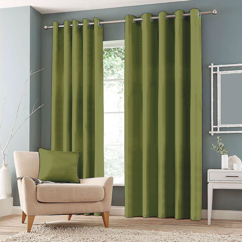 Granados Room Darkening Curtain Pair, Green, Width 167 x Drop 183 cm