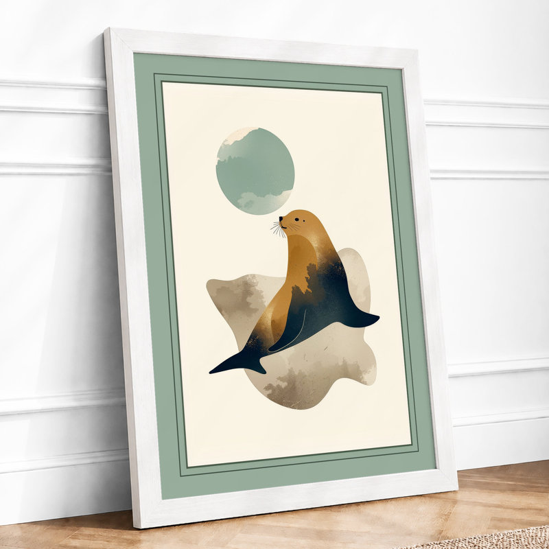 Seal Among Currents Boho - Framed Print, A4 - 29.7 x 21.0 cm, White