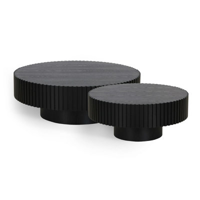 Pierre - Ensemble de tables basses rondes Modern Black Ash