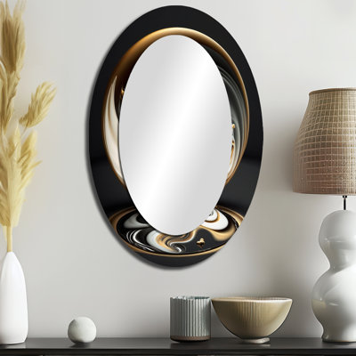 Miroir mural ovale doré et noir