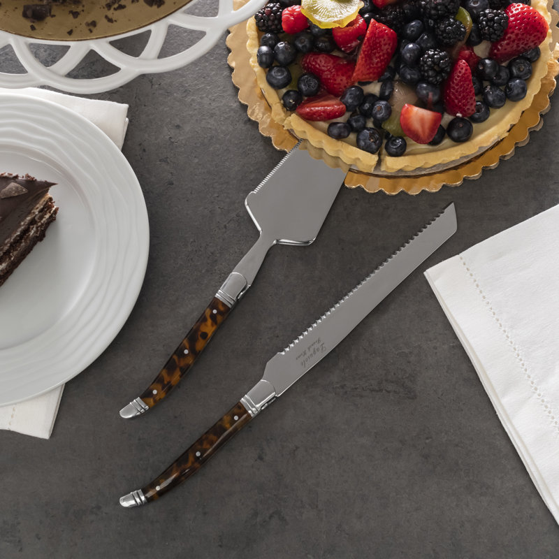 French Home Connoisseur Laguiole 2-Piece Cake And Pie Server Set With Tortoise Shell Handles