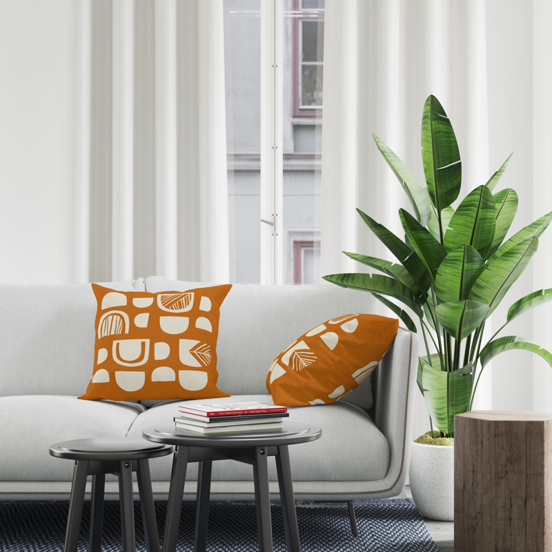 Jeté carré en polyester intérieur / extérieur, L 17 po x H 17 po, Orange
