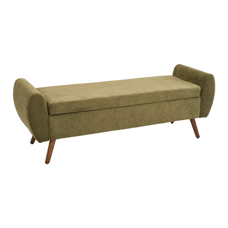 Upholstered Storage Bench with Wood Legs
