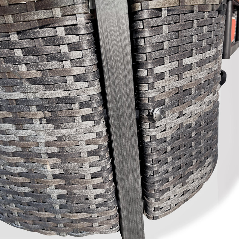 Nisrin 25" H x 46" W Aluminum Wicker Propane Outdoor Fire Pit Table with Protective Cover, Gray