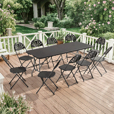 11-Piece Foldable Card Table & Chairs – Half-Fold Picnic Desk by Magshion