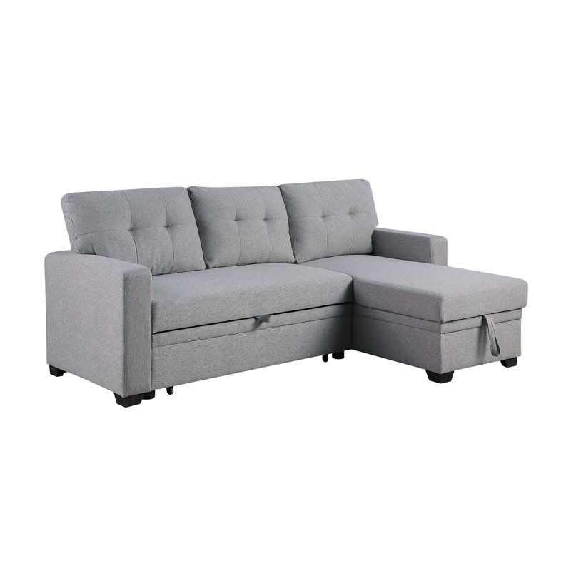 Upholstered Pull Out Sectional Sofa With Chaise