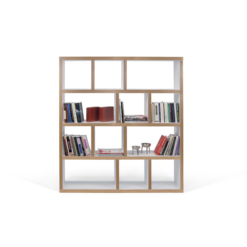 Bibliothèque en bois manufacturé Stetson, Blanc pure / contreplaqué, (4 tablettes) H 63 po x l 59 po x P 13 po