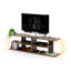 Meuble télé 68 po avec rangement ouvert, meuble Mid-Century moderne, centre de divertissement à 4 tablettes, rangement en bois massif noyer / jaune-1737134661