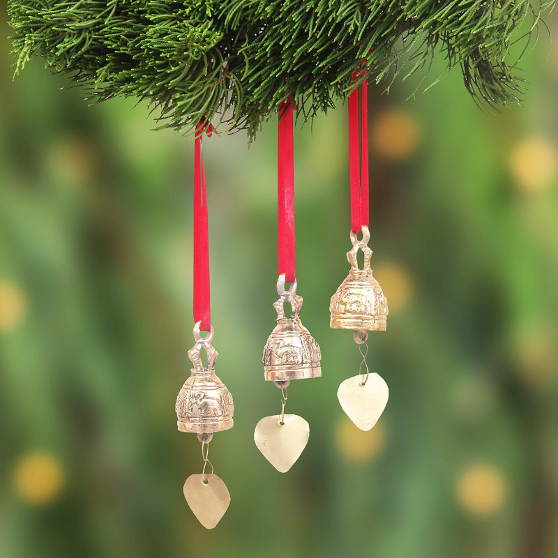 Novica Handmade Elephant Chant Brass Ornaments (Set Of 3)