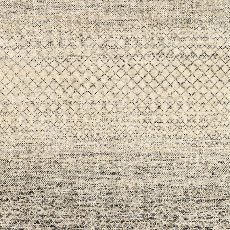 Geometric Hand Knotted Gray Area Rug, Rectangle 2' x 3'