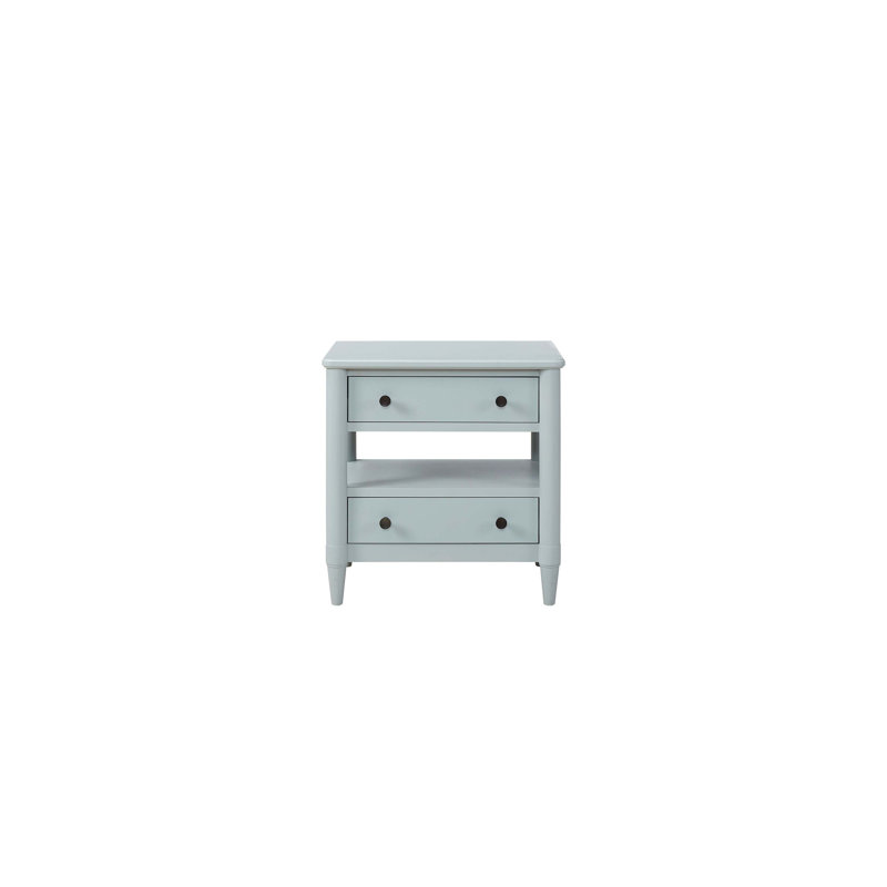 Table de chevet ouverte avec 2 tiroirs, Bleu clair