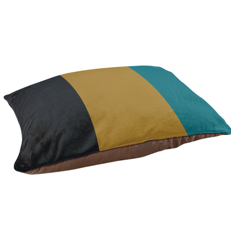Oreiller Oklahoma, Grand (l 40 po x P 30 po x H 6,5 po), Noir / jaune / turquoise