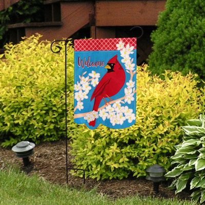Drapeau de jardin printemps en jute cardinal