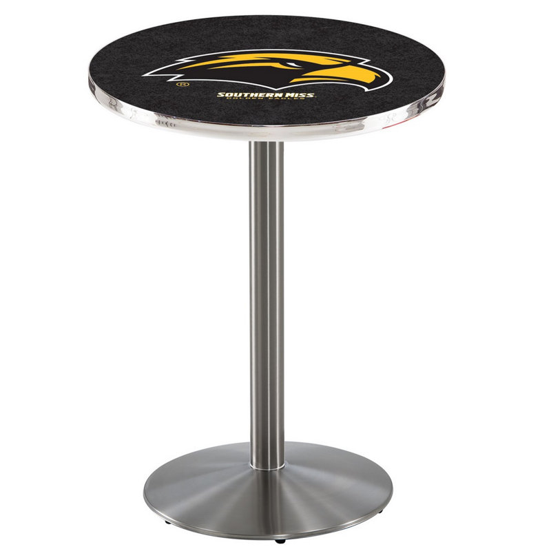 Round Metal Base Dining Table, Stainless Steel, University of Southern Mississippi