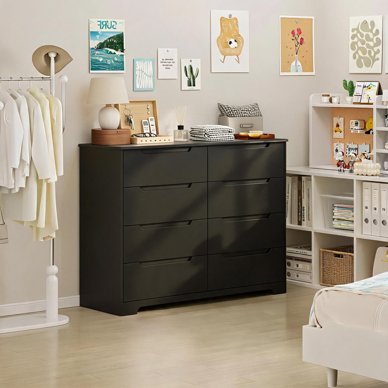 8-Drawer 47.2 "W Double Dresser, Black