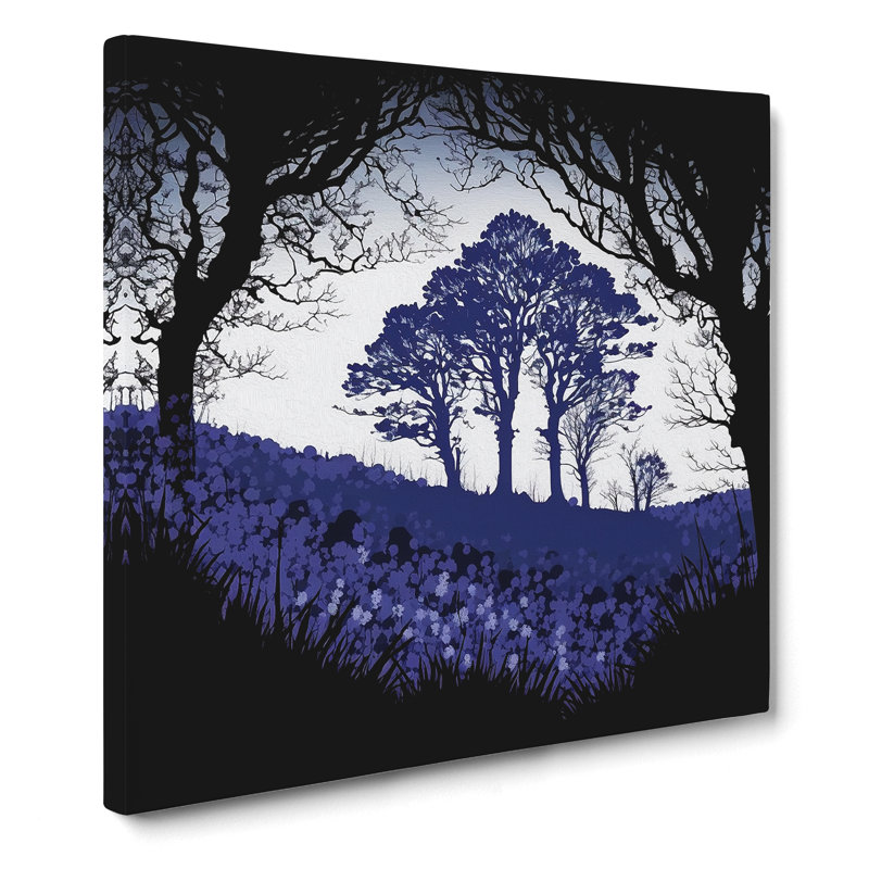 Bluebell Field Silhouette - Wrapped Canvas, 50cm H x 50cm W x 3cm D