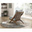 Élégant fauteuil d'appoint en chenille grise avec coussin en mousse et structure en bois d'hévéa brun-237307175